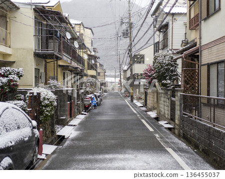 Snow-covered residential area Snow-covered residential area 136455037