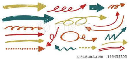 可愛又簡單的徒手畫箭材質套裝 136455805