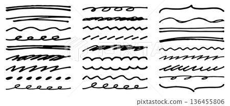 A simple and easy-to-use hand-drawn emphasis line set A simple and easy-to-use hand-drawn emphasis line set 136455806