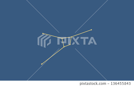 深藍色背景上的巨蟹座星座線（金色）插圖 136455843