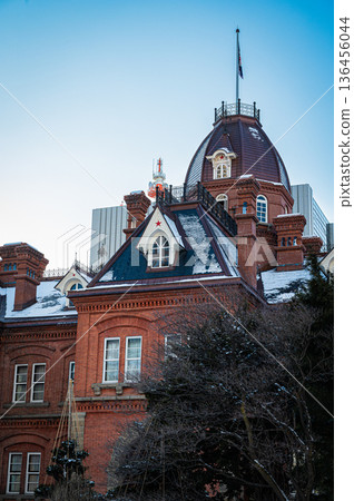 Winter scenery of the former Hokkaido Government Office Building (Red Brick Building) in Sapporo, Hokkaido 136456044