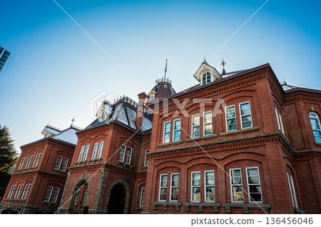 Winter scenery of the former Hokkaido Government Office Building (Red Brick Building) in Sapporo, Hokkaido 136456046