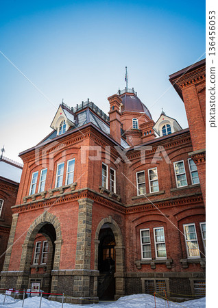 Winter scenery of the former Hokkaido Government Office Building (Red Brick Building) in Sapporo, Hokkaido 136456053