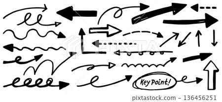 Pop hand-drawn arrow illustration material - black 136456251