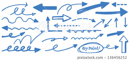 Pop hand-drawn arrow illustration material - blue 136456252