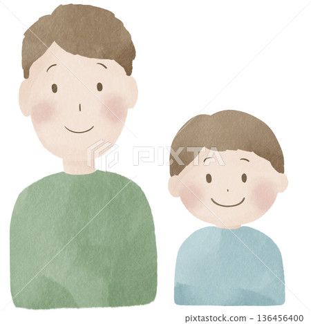 Father and son close parent-child portrait upper body | Male, family, love, people 136456400