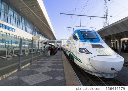 Afrasiyab high-speed train at Tashkent Station Afrasiyab high-speed train at Tashkent Station 136456579