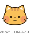 Cute brown tabby cat face icon 136456734