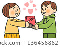 Couple giving a gift on Valentine's Day 136456862