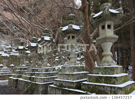 四國朝聖之旅的特殊聖地。通往橋倉寺正殿的道路兩側排列著石燈籠，橋倉寺是四國二十大聖地中的第十五座寺廟。 136457257