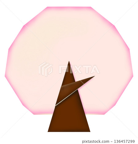 一幅淡粉紅色的摺紙櫻花樹插圖 136457299