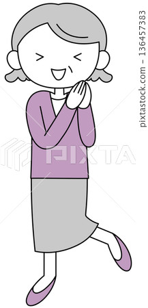 A cute and relaxed illustration of a delighted grandma 136457383