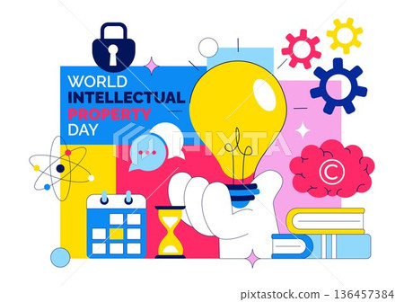 World Intellectual Property Day Vector Illustration on April 26 Featuring Brain and Light Bulb for Innovation, Ideas, and Creativity Background World Intellectual Property Day Vector Illustration on April 26 Featuring Brain and Light Bulb for Innovation, Ideas, and Creativity Background 136457384