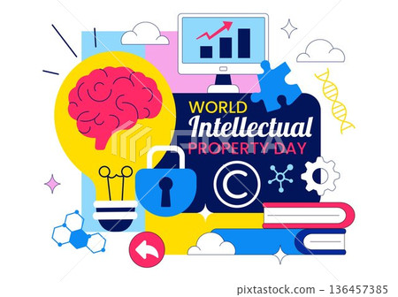 World Intellectual Property Day Vector Illustration on April 26 Featuring Brain and Light Bulb for Innovation, Ideas, and Creativity Background World Intellectual Property Day Vector Illustration on April 26 Featuring Brain and Light Bulb for Innovation, Ideas, and Creativity Background 136457385