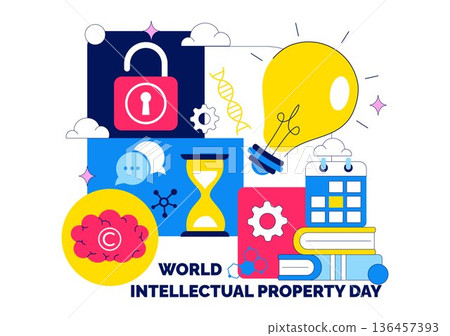 World Intellectual Property Day Vector Illustration on April 26 Featuring Brain and Light Bulb for Innovation, Ideas, and Creativity Background World Intellectual Property Day Vector Illustration on April 26 Featuring Brain and Light Bulb for Innovation, Ideas, and Creativity Background 136457393