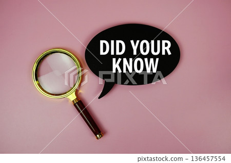 Did You Know? text on speech bubble with magnifying glass on pink background 136457554
