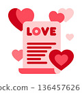Romantic love note, Lovethemed stationery design with layered heart illustrations and text 136457626