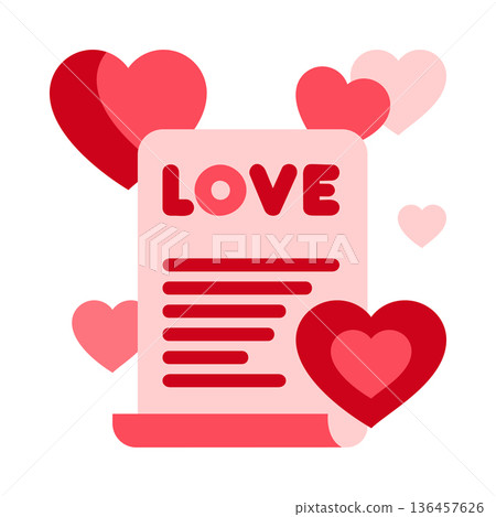 Romantic love note, Lovethemed stationery design with layered heart illustrations and text Romantic love note, Lovethemed stationery design with layered heart illustrations and text 136457626
