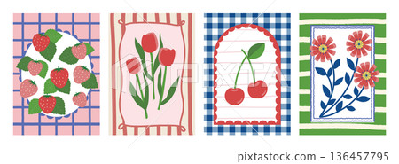 可愛的手繪問候框向量圖 136457795