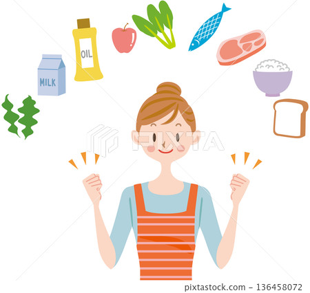 A housewife who thinks about nutritional balance and meals A housewife who thinks about nutritional balance and meals 136458072