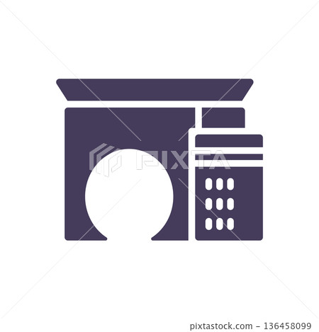 Solid European Bank Building icon with euro coin represents EU economy finance institution and central banking policy symbol 136458099