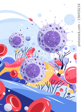 Virus bacteria pathogen infection disease anatomy cells blood microscopic medical background abstract blue red purple organic shapes Virus bacteria pathogen infection disease anatomy cells blood microscopic medical background abstract blue red purple organic shapes 136458218