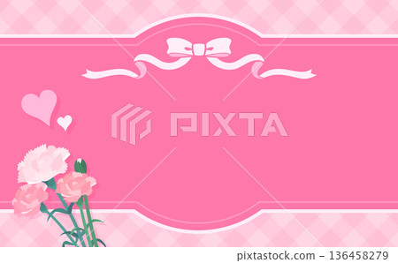 母親節康乃馨絲帶相框 3_粉紅色 無文字_橫款 母親節康乃馨絲帶相框 3_粉紅色 無文字_橫款 136458279