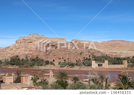 Ait Benhaddou, a World Heritage Site in Morocco, viewed from afar 1 136458333