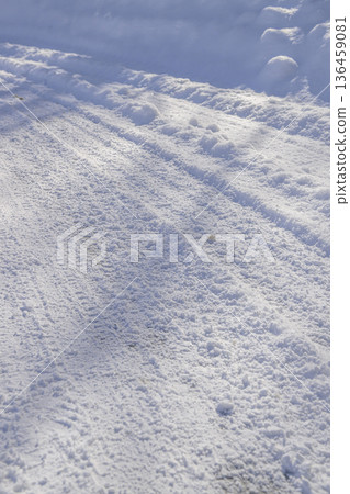 Snow road of Hokkaido 136459081