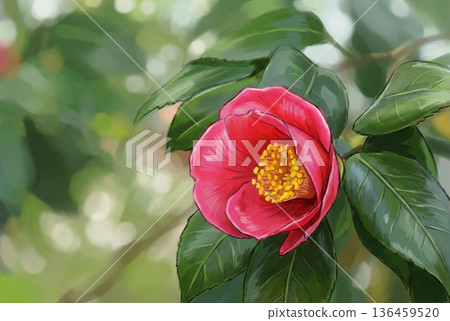 早春山茶花插圖 2 早春山茶花插圖 2 136459520