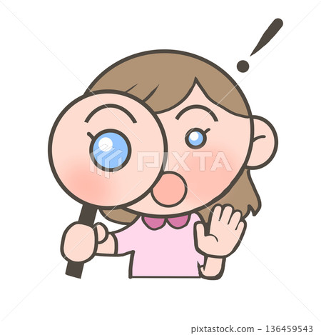 白人女孩用放大鏡發現了一些東西 136459543