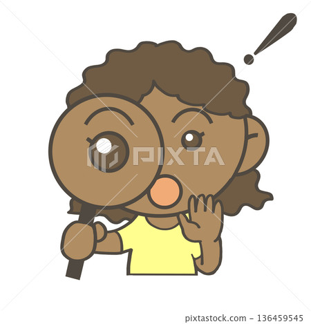 Black girl makes discovery with magnifying glass 136459545