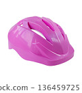Bright pink children's bicycle helmet isolated on white background - child safety and protection concept. 136459725