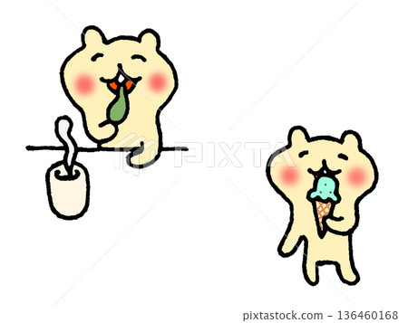 一隻可愛的小松鼠正在吃零食的插圖 136460168