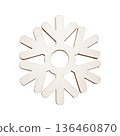 White Snowflake Isolated on Transparent Background Winter Christmas Decoration 136460870