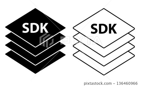 SDK icon. SDK black and white colors. Software development kit sign. software development kit sdk sign. flat style. SDK icon. SDK black and white colors. Software development kit sign. software development kit sdk sign. flat style. 136460966