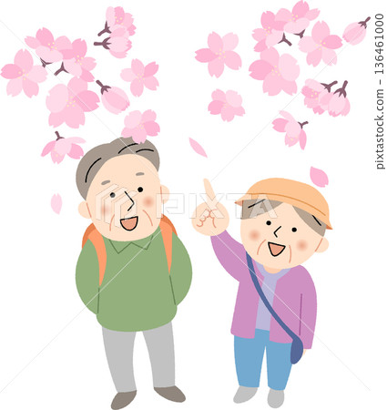 老人們在櫻花樹下漫步 136461000