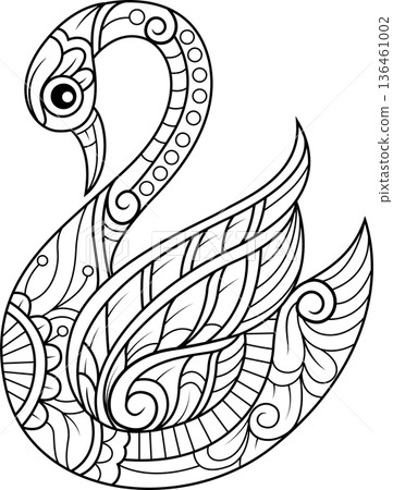 Hand drawn of goose in zentangle style Hand drawn of goose in zentangle style 136461002