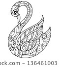 Hand drawn of goose in zentangle style 136461003