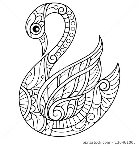 Hand drawn of goose in zentangle style Hand drawn of goose in zentangle style 136461003