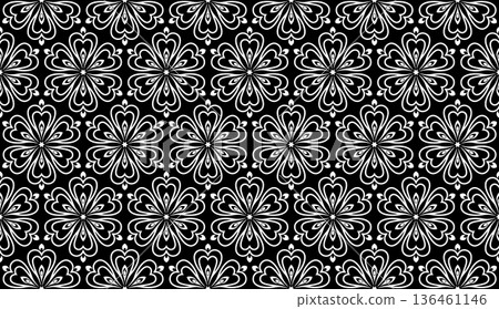 Flower geometric pattern. Seamless vector background. White and black ornament. 136461146