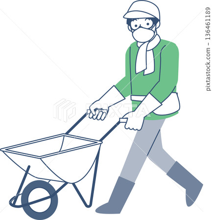 Man pushing a unicycle 136461189