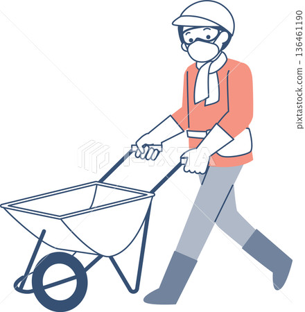 woman pushing a unicycle 136461190