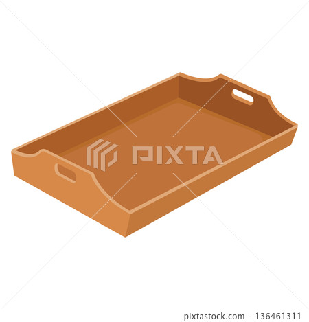 Empty wooden serving tray clipart 136461311