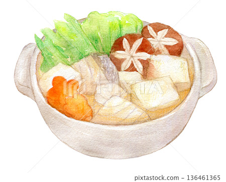 Watercolor illustration: Warm cod chirinabe 136461365