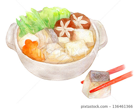 Watercolor illustration: Warm cod chirinabe 136461366