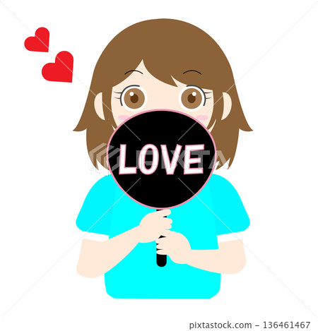 Illustration of a girl holding a fan during her favorite activity 136461467