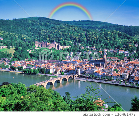 Rainbow composite over Heidelberg Castle Rainbow composite over Heidelberg Castle 136461472