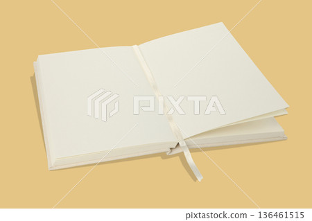 Blank book open on a simple background ready for notes or design 136461515