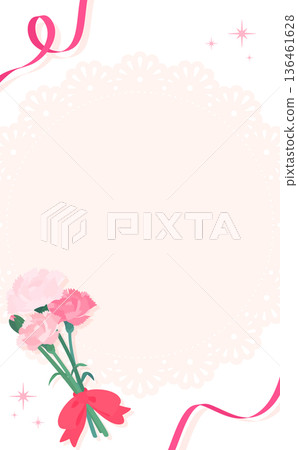 母親節蕾絲邊框_粉紅色文字,無背景_直式版 母親節蕾絲邊框_粉紅色文字,無背景_直式版 136461628